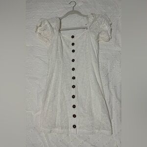 White eyelet dress- bridal shower, rehearsal, engagement